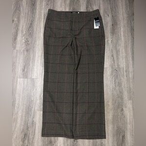 NEW Lauren Ralph Lauren Checked Twill Straight-Leg Pants Farm Olive Sz 16 NWT